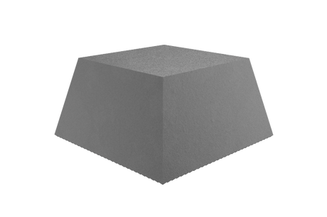 Front view of item 13510070, a square black rubber block for lifting vehicles on scissor lifts.