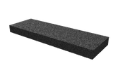 Angled view of the black, rectangular leveling pad AP-PAE.600.200.H50-OG for vehicle lifts.