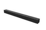 Angled view of the black, rectangular leveling pad AP-TAM.600.050.H50-OG for wheel alignment lifts, made of compressed rubber material with a porous surface, without grip hole.