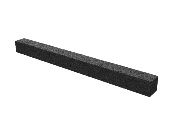Angled view of the black, rectangular leveling pad AP-TAM.600.050.H50-OG for wheel alignment lifts, made of compressed rubber material with a porous surface, without grip hole.