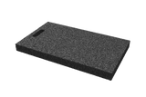 Angled view of the black, rectangular leveling pad AP-TTS.607.360.H50 for vehicle lifts.